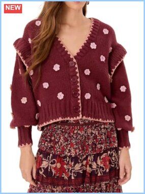 EZAPINE Women's Floral Cardigan Sweater Button Down V Neck Long Sleeve